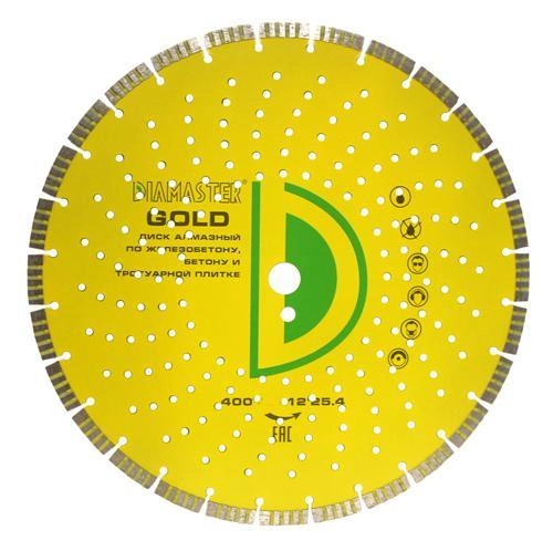 Диск сегментный перфорированный GOLD д.400*25,4 (*3,5*12)мм | 28z/железобетон/wet DIAMASTER