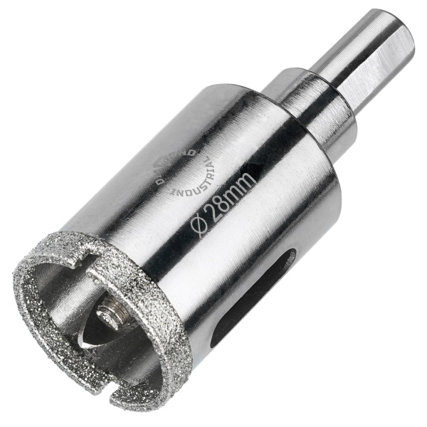 Алмазная коронка по керамограниту, плитке, кафелю 28 мм с центром Diamond Industrial