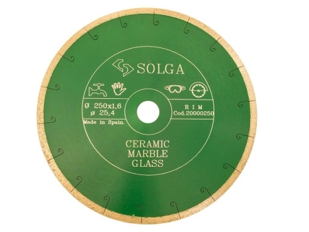 Диск алмазный Solga Diamant CERAMICS, MARBLE сплошной (керамика, мрамор) 250мм/25,4