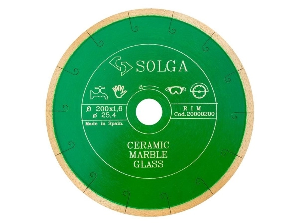 Диск алмазный Solga Diamant CERAMICS, MARBLE сплошной (керамика, мрамор) 200мм/25,4