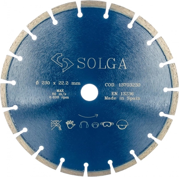 Диск алмазный Solga Diamant PROFESSIONAL сегментный (железобетон) 230мм/22,23