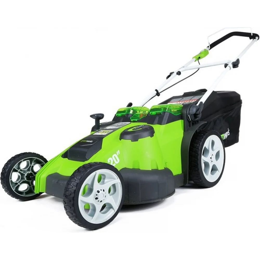 фото аккумуляторная газонокосилка greenworks twin force g40lm49db
