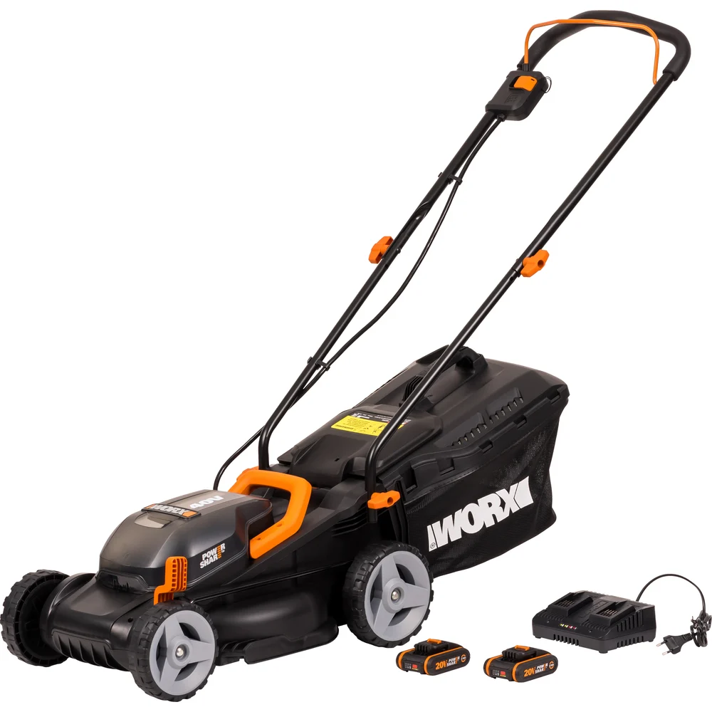 фото аккумуляторная газонокосилка worx wg779e
